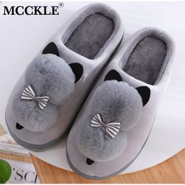 MCCKLE Women's Winter Slippers Cute Cartoon Women Warm Plush Woman Slip On Flat Female Soft Shoes Ladies Comfortale House Shoe Y201026