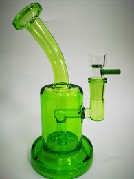 Vintage 7.5inch Heady Original Green Glass Bong Water smoking hookah pipe 14mm Joint Bubbler Perc Oil Dab Rigs can put customer logo