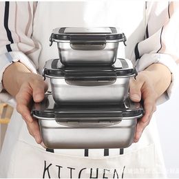 304 Stainless Steel Lunch Box Japanese Bento Food Container Lunchbox Snack Organiser Kicthen Tableware Accessories for Kids T200710