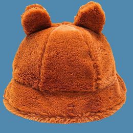 New Winter Hats For Women Cute Little Bear Ears Plush Fisherman's Hat For Children In Winter