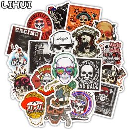 20 PCS Punk Rock Skull Motorcycle Stickers for Laptop Skateboard Guitar Luggage Bicycle Car JDM Decal Cool Skeleton Sticker Bomb LJ201019