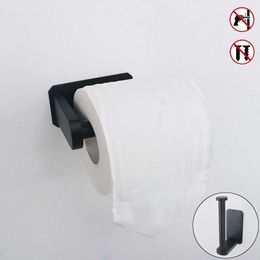 Black Toilet Paper Holder 304 Stainless Steel WC Roll Holders Adhesive Paper Towel Holder Creative for Kitchen Bathroom Hardware Y200108