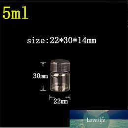 50 pcs 14 mm Screw Mouth 22x30 mm Small Glass Bottles With Black Plastic Cap DIY 5 ml Empty Mini Decorative Jars Containers