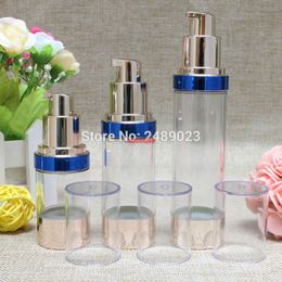 15ml 30ml 50ml Plastic Refillable Bottle With Blue Edge Airless Bottles For Cosmetics Lotion 10pcs/lot In Stockpls order