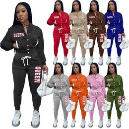 Womens Baseball Suit 2 Piece Set Tracksuits Fleece Outfits Long Sleeve Cardigan Single-breasted Sportswear Sweatsuit Tights Tops + Legging K8426