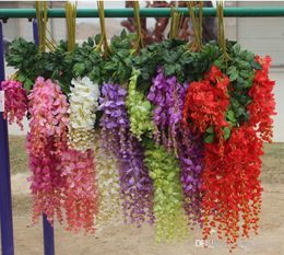 Simulation Artificial Silk Flowers Beautiful Wisteria Vine Birthday Christmas Ornaments For Party Wedding Decoration