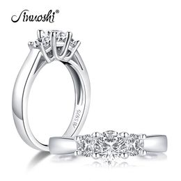 AINUOSHI 925 Sterling Silver 0.8 Carat Round Cut Engagement Ring 3-Stone Ring Simulated Diamond Wedding Silver Ring Jewelry Y200106