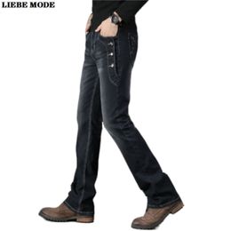 Herren Vintage Designer Flare Jeans Männer Casual Boot Cut Denim Jeans für Männer Stretch Slim Flared Jeans Schwarz Blau Bootcut Hose 201111