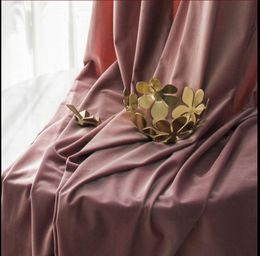 Thickened flannel curtain finished product custom cotton velvet rose color modern simple luxury Chinese Nordic dirty powder