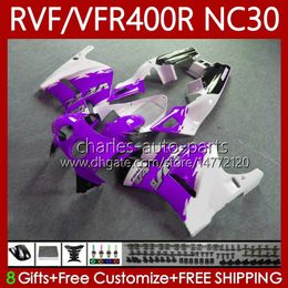 Bodywork For HONDA RVF400R NC30 V4 VFR400 R VFR400R 89 90 91 92 93 79No.178 RVF400 RVF VFR 400 R 400RR VFR Purple white 400R 1989 1990 1991 1992 1993 VFR400RR 89-93 Fairing