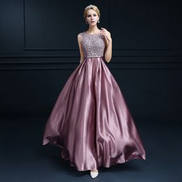 Elegant Evening Dress Long Appliques Lace Banquet Party Dress Stunning Satin Prom Dresses Robe De Soiree vestido de festa LJ201124