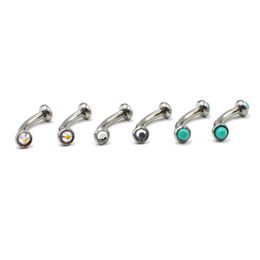 1pc Surgical Steel Internally Thread Eyebrow Ring Cartilage Tragus Earring Flat Cz Gem Stone Body Jewelry Piercing 16g Q jllYZG