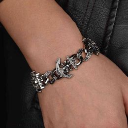 Bangle Charm Bracelets Fashion Trend Jewelry Skeleton Boat Anchor Men's Punk