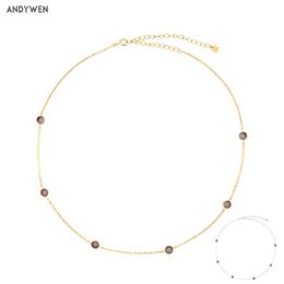ANDYWEN 925 Sterling Silver Gold Transparent Purple Charms Zircon Chains Luxury Necklace 2020 Rock Punk Jewellery Luxury CZ Q0531