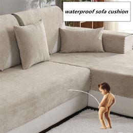 Waterproof sofa cushion Isolation of children's urine towel sofacover Non-slip Pure Colour Four Seasons Universal pet Sofa cover LJ201216