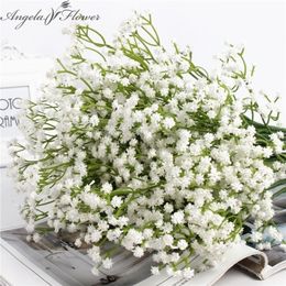 Free shipping 58cm Rustic artificial baby breath flower PU wedding flower decor for home party Christmas gift gypsophila 21 pcs 201201