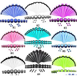 36 Pz/lotto Acrilico Calibro Dell'orecchio Cono E Spina Kit di Stretching Colore Misto Orecchio Carne Tunnel Espansione Monili Penetranti Del Corpo Regalo X5L28