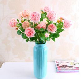 1 Bunch 3 Head Peony Artificial Flowers Peonies Silk Flower Floral Bouquet Wedding Decoration Fall Vivid Fake Home Decor