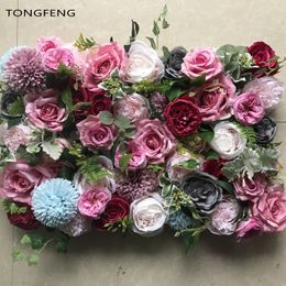 TONGFENG PINK 8pcs/lot Artificial silk rose peony hydrangea 3D flower wall wedding backdrop decoration runner