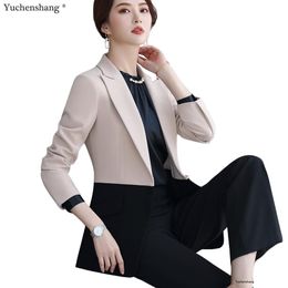 High-quality Elegant Blazer Women Outerwear Autumn Winter Coat Ladies Female Apricot Pink Jackets 201114