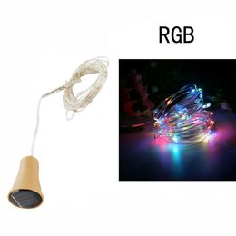 10PCS 1M 1.5M 2M Solar Cork LED String Light Copper Wire String Holiday Fairy Lights For Christmas Party Wedding Decor 201204