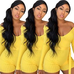 Womens jumpsuits rompers long sleeve playsuit one piece shorts overalls female clothes legging fashion home wear romper klw0225