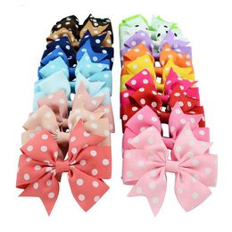 Ribbon Bow Dot Girls Hairpins Colorful Children Hair Clip Boutique Kids Girls Bow tie Kids Hair Accessories 20 Colors M3145