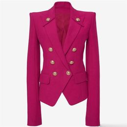 HIGH QUALITY Newest Designer Blazer Women's Collar Buttons Double Breasted Metal Buttons Blazer Outer Wear 201023