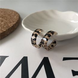 s925 silver needle leopard print earrings fashion temperament circle earrings female ins cool style new cshaped earrings
