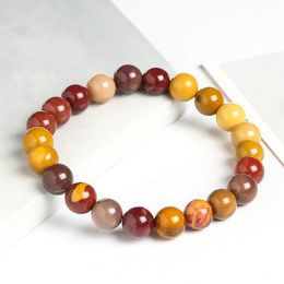 Women Round Bead Bracelet Natural Mookaite Stone Round Bead Bracelet Strand 4 6 8 10 12MM Choose Size Colourful Jewellery