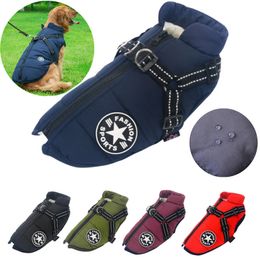 Large Pet Dog Jacket With Harness Winter Warm Dog Clothes For Labrador Waterproof Big Dog Coat Chihuahua French Bulldog Outfits LJ201130