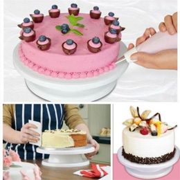 7pcs/set Plastic Rotary Table DIY Pastry 10 Inch Stand Turntable Rotating Cake Decorating Baking Tool Y200612