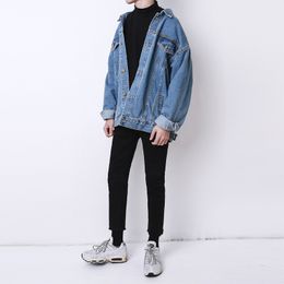 Fashion autumn and winter new Korean loose oversize denim jacket male retro coat denim men women clothing 201114