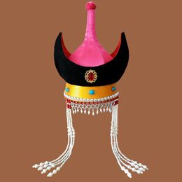 Women dancing costume accessories Mongolian ethnic hat beautiful Festival party cap princess cosplay head wear