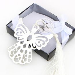 Best Price Metal Bookmark White Ribbon Tassel Angel Bookmark Wedding Baby Shower Party Favors Gifts For Books LX4070