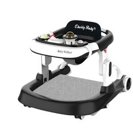 Baby Walker With Music Multi-Function Anti-Rollover Portable Folding Adjustable Height Push Walkers Toddler Walk Assistance