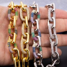 Iced Out Bling Chunky Miami Curb Cuban Link Chain Bracelets Bangles Punk Metal Twisted Rope Chain Bracelet Jewellery Gift