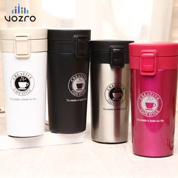 VOZRO Advanced Travel Coffee Cup Stainless Steel Thermos Tumbler Cup Vacuum My Drink Bottle . Thermos Water Cup Hot Water Bottle Y200106