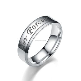 Stainless steel His Always Her Forever ring band women men rings fashion Jewellery will and sandy gift