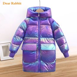 -30 degrees New Fashion Warm Long parka Winter cotton Jacket Boy Shiny Coat Girl clothing Children Outfits Kids Clothes snowsuit LJ201017