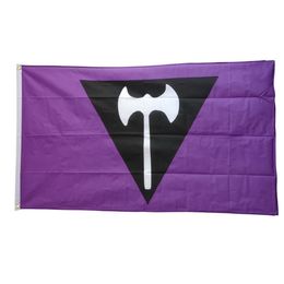 Axe Lesbian Pride Purple Labrys Flags 3x5 Foot 100D Polyester High Quality With Two Brass Grommets
