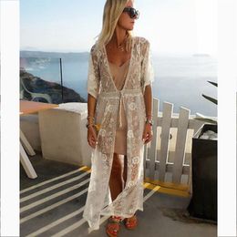 Mesh Cover Up Tunic White Beach Dress for Women Swimsuit Long Transparent Cover Up Plus Size Wear