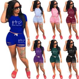 Women Casual Two-piece Sets Summer Fashion Trend Round Neck Short Sleeve Shorts Suits Designer Female Tight Navel Tops Tracksuits Clothing
