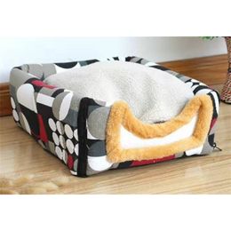 Comfortable Cat Warm Cave Lovely Bow Design Puppy Winter Bed House Kennel Fleece Soft Nest For Small Medium Dog House For Cat LJ201203