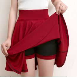 4XL Plus Size Skirts Womens Clothes Mujer Faldas Casual Office Ladies Black Vintage Pleated Skirt Female Streetwear Solid Q3365 Y1214