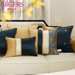 Pillow Case Avigers Patchwork Blue White Yellow Cushion Covers with Tassels Pillow Cases Luxury Home Decorative Y200104