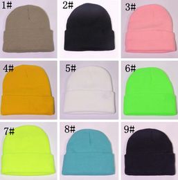 Casual Unisex hat Solid Color Knitted Slouchy Beanie Hat Cap Skull Ski Warm Men Woman cap with logo KKA8296