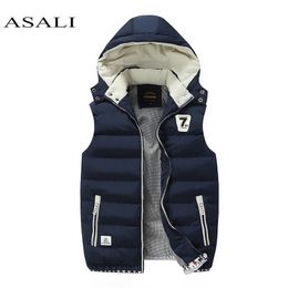 Hooded Men Winter Fleece Vest Male Thick Warm Waistcoat Cotton Casual Soft Vests Mens Windproof Sleeveless Jacket Parkas 201118