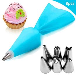 Silicone Pastry Bag Cake Tool Frosting Tube Cream Decorating Tool Reusable + 6 Mouths