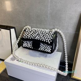 Women's Pearl Shoulder Bags Genuine Leather Pearl Flip Cover Fashion Bag Luxurious Handbag Crossbody Designer Outdoor Sacoche